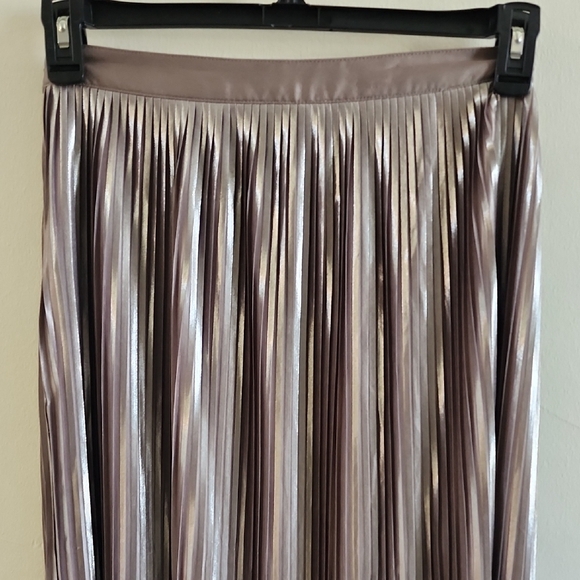 Banana Republic Metallic Pleated Midi Skirt - Silver Taupe - Picture 8 of 9
